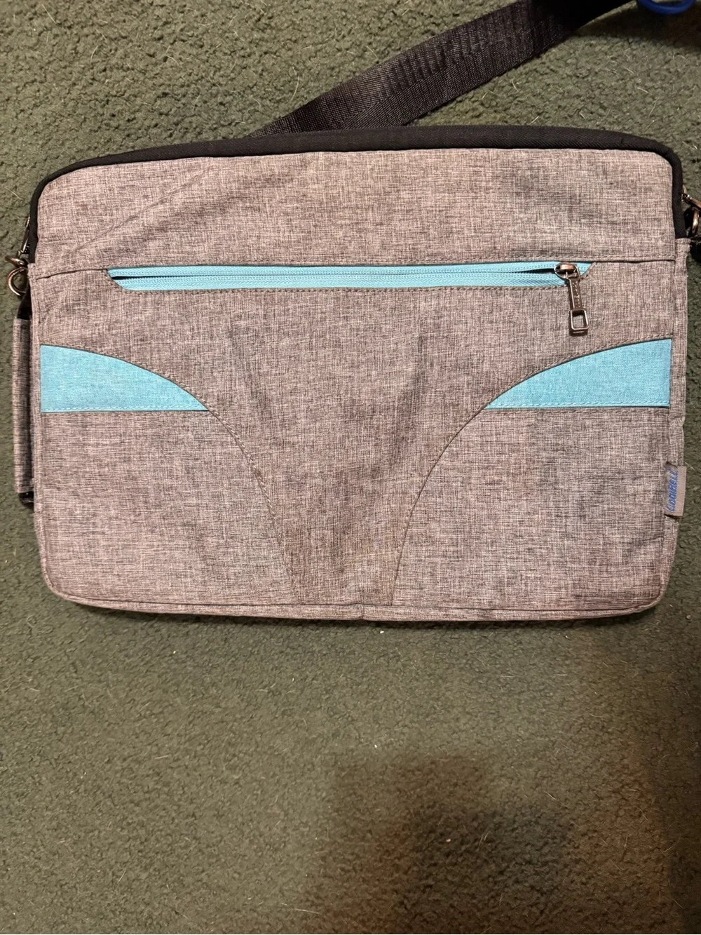 Gray and Light Blue Men's Messenger Crossbody Bag - Casual Everyday